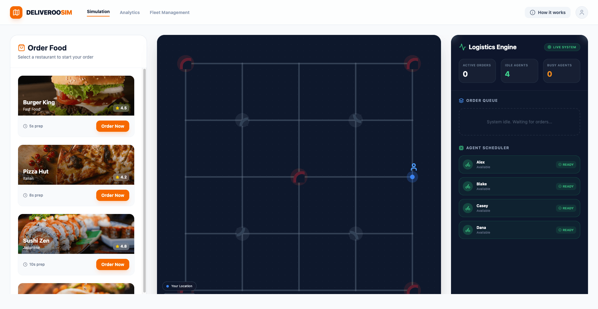 Day 85: food-delivery-system-simulator.vercel.app