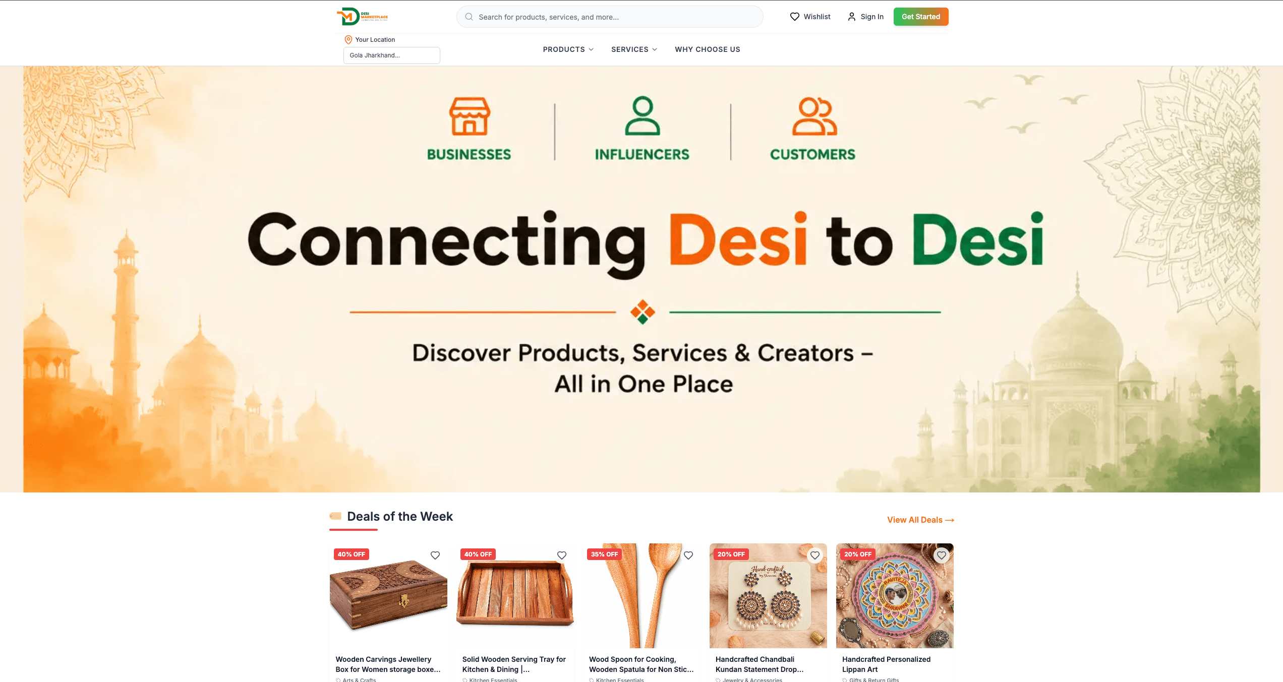 Connecting Desi to Desi: the hero section and deals of the week
