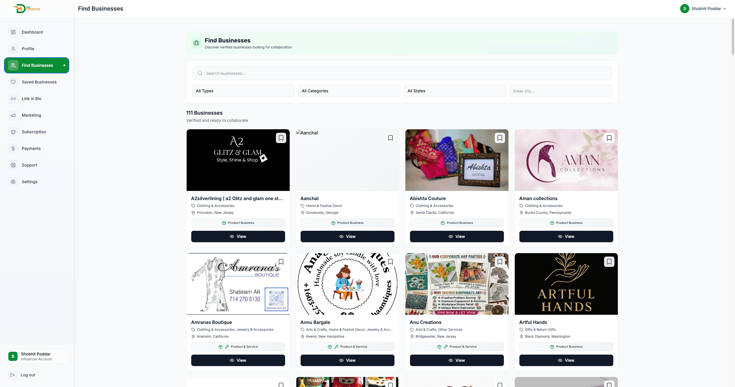 Find businesses: 111 verified businesses to collaborate with