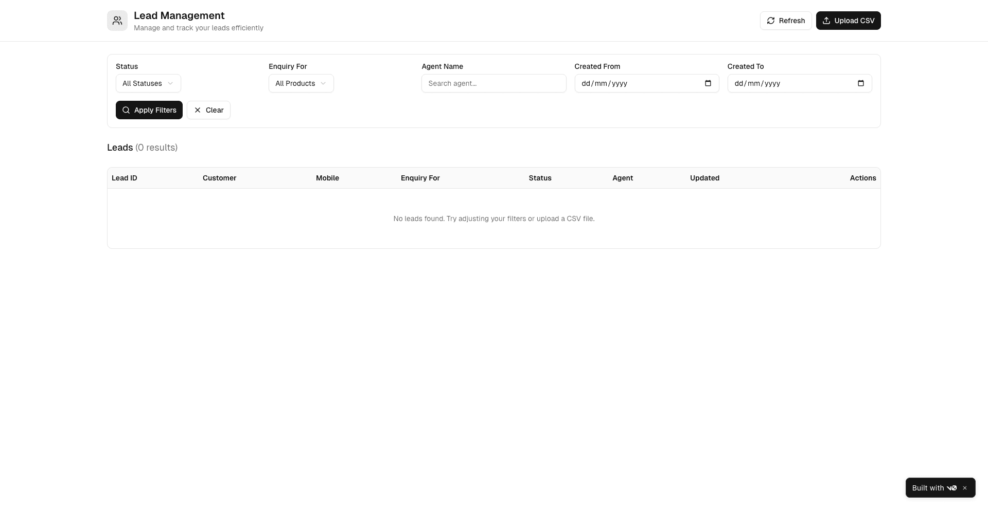 Day 6: v0-lead-management-module-two.vercel.app